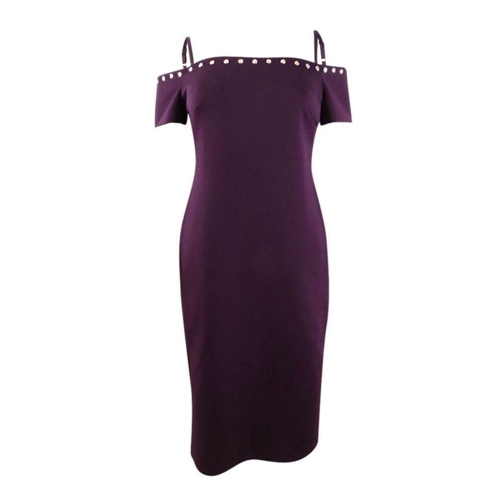 Calvin Klein Women's Studded Cold-Shoulder Dress - Aubergine - Picture 1 of 2